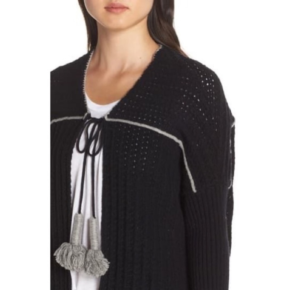 UGG Riley Long Cardigan Sweater Size M/L Black/Grey - Picture 16 of 16